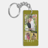 Moderne 4 Foto Collage Liefde Script Aandenken Sleutelhanger (Voorkant Links)