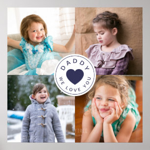 Moderne 4 Foto Collage Papa We Love You Poster