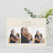 Moderne 4 foto collage script kalligrafie bruiloft save the date (Staand voorkant)