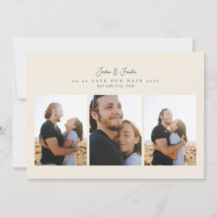 Moderne 4 foto collage script kalligrafie bruiloft save the date