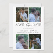 Moderne 4 Foto Collage Script Typografie Huwelijk Save The Date (Voorkant)