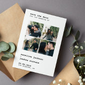 Moderne 4 foto collage simpele typografie bruiloft save the date