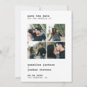 Moderne 4 foto collage simpele typografie bruiloft save the date (Voorkant)