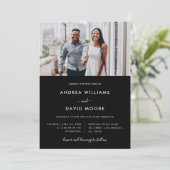 Moderne 4 Foto Collage Typografie Zwarte Trouwdag Kaart (Staand voorkant)