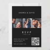 Moderne 4 Foto Collage Typografie Zwarte Trouwdag Kaart (Achterkant)