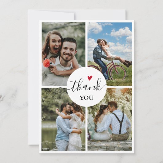 Moderne 4 foto Elopement bruiloft dank u Kaart (Voorkant)