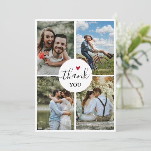 Moderne 4 foto Elopement bruiloft dank u Kaart (Staand voorkant)