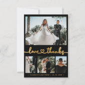 Moderne 4 foto Gold Heart Script Wedding Dank u Bedankkaart (Voorkant)