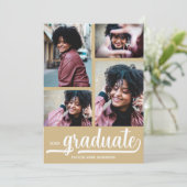 Moderne 4 Foto Gouden Afstuderen Aankondiging (Staand voorkant)