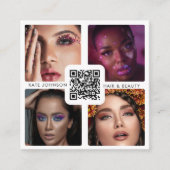 Moderne 4 foto Hair Stylist Make-up Artiest QR Cod Vierkante Visitekaartje (Voorkant)