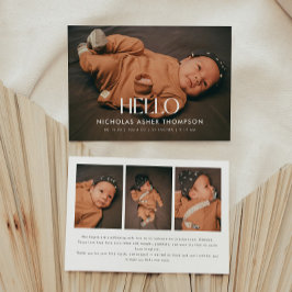 Moderne 4-foto "Hallo" Nieuwe Baby Geboorte Aankondiging