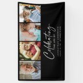 Moderne 4-foto herdenkingsdienst / begrafenisbanne spandoek (Verticaal)