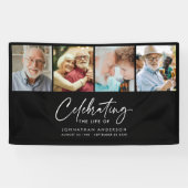 Moderne 4-foto herdenkingsdienst / begrafenisbanne spandoek (Horizontaal)