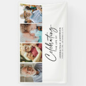 Moderne 4-foto herdenkingsdienst / begrafenisbanne spandoek (Verticaal)