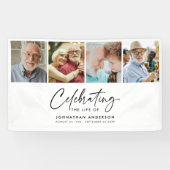 Moderne 4-foto herdenkingsdienst / begrafenisbanne spandoek (Horizontaal)