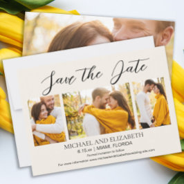 Moderne 4 Foto Huwelijk Datum Bewaren    Save The Date