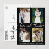 Moderne 4 Foto Huwelijk Liefde en Dankbaarheid Scr Briefkaart (Voorkant / Achterkant)