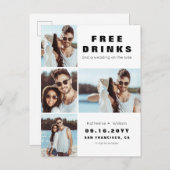 Moderne 4-foto-inkuiling bewaart onze datum aankondigingskaart (Voorkant / Achterkant)