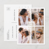 Moderne 4-foto-inkuiling Gold Save the Date Aankondigingskaart (Voorkant / Achterkant)