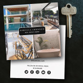 Moderne 4 foto makelaar QR code Vierkante Visitekaartje