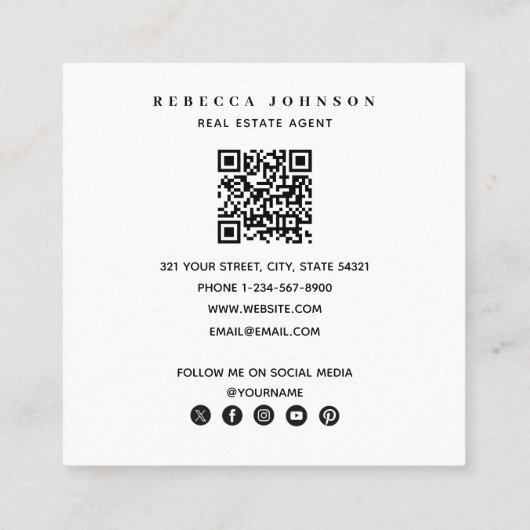 Moderne 4 foto makelaar QR code Vierkante Visitekaartje (Achterkant)
