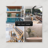 Moderne 4 foto makelaar QR code Vierkante Visitekaartje (Voorkant)