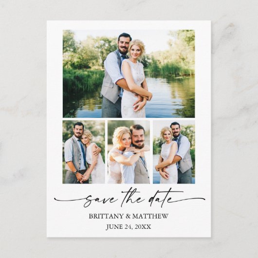 Moderne 4 foto-minimalistisch inktscript slaat de  briefkaart (Voorkant)