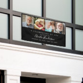 Moderne 4-foto persoonlijke tekst rouwbanner spandoek (Buitenkant Gebouw)