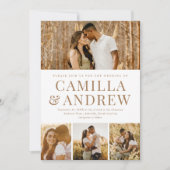 Moderne 4 foto QR Code RSVP Elegante bruiloft Kaart (Voorkant)