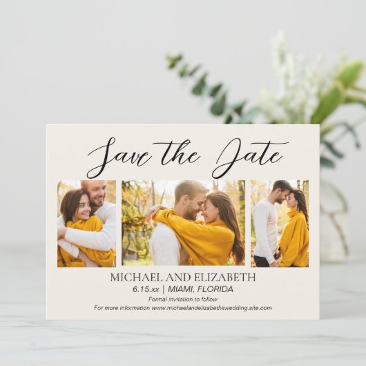 Moderne 4 Foto Trouw Save Date Save The Date (Staand voorkant)