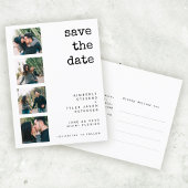 Moderne 4 fotocollage bruiloft, behalve de datum aankondigingskaart