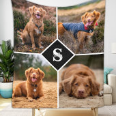 Moderne 4 fotocollage gepersonaliseerde hond fleece deken
