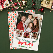 Moderne 4 fotocollage leuke eenvoudige kerst feestdagenkaart