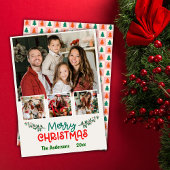 Moderne 4 fotocollage leuke eenvoudige kerst feestdagenkaart