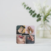 Moderne 4 Fotohaarhuid Nail Salon QR Code Vierkante Visitekaartje (Staand voorkant)