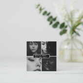 Moderne 4 Fotohaarhuid Nail Salon QR Code Vierkante Visitekaartje (Staand voorkant)