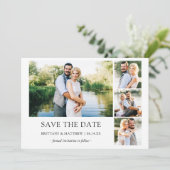 Moderne 4-fotominimalistisch eenvoudig save the date (Staand voorkant)