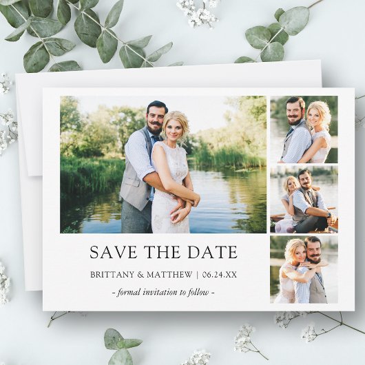 Moderne 4-fotominimalistisch eenvoudig save the date