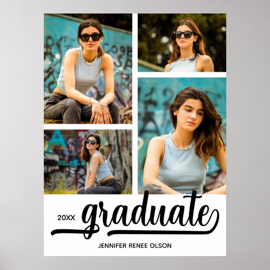 Moderne 4 foto's Afstudeerfeest Poster (Voorkant)