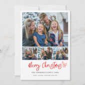 Moderne 4 foto's collage Familie Kerstmis Feestdagenkaart (Voorkant)