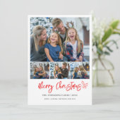 Moderne 4 foto's collage Familie Kerstmis Feestdagenkaart (Staand voorkant)