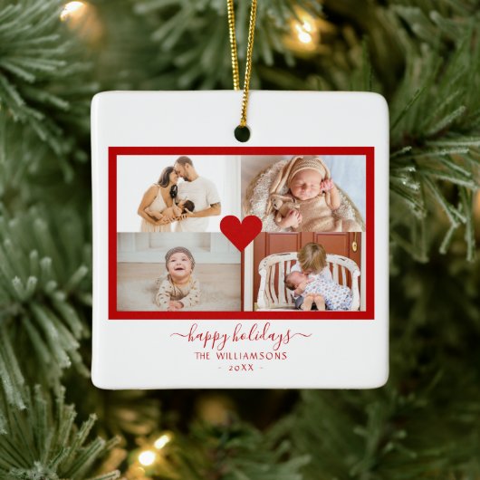Moderne 4 foto's met collage Kerstmis Keramisch Ornament (Boom)