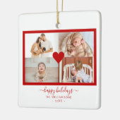 Moderne 4 foto's met collage Kerstmis Keramisch Ornament (Links)