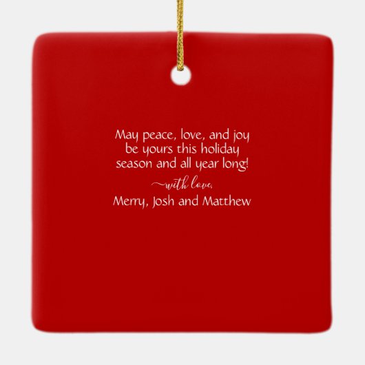 Moderne 4 foto's met collage Kerstmis Keramisch Ornament (Achterkant)