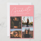 Moderne 4 foto's Roze Graduation Aankondigingen (Voorkant)
