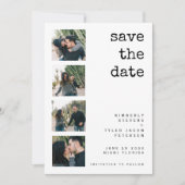 Moderne 4 foto's simpele typografie bruiloft save the date (Voorkant)