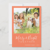 Moderne 4 foto's Vrolijk en Helder abrikoos Kerstm Feestdagenkaart (Voorkant)