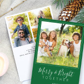 Moderne 4 foto's Vrolijk en Helder groen Kerstmis Feestdagenkaart