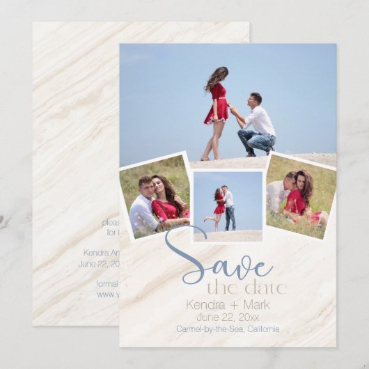Moderne 4-fotostrand Sla de datum op Kaart (Voorkant / Achterkant)