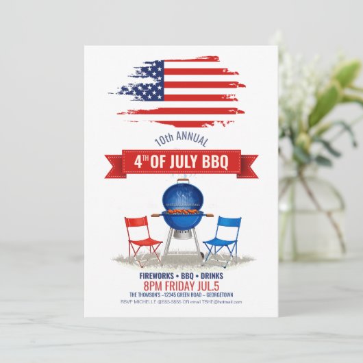 Moderne 4 juli BBQ ID1106 Kaart (Staand voorkant)